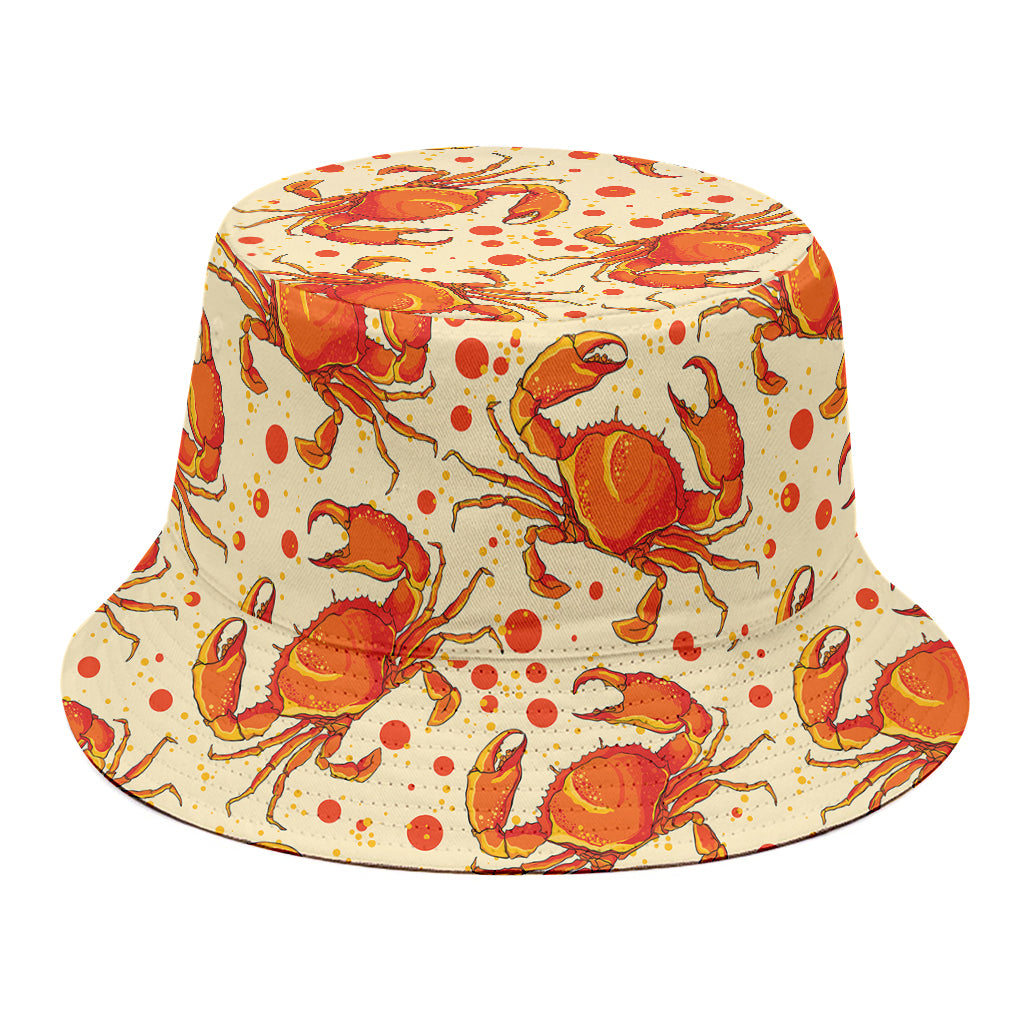 Orange Crab Pattern Print Bucket Hat