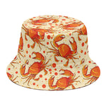 Orange Crab Pattern Print Bucket Hat
