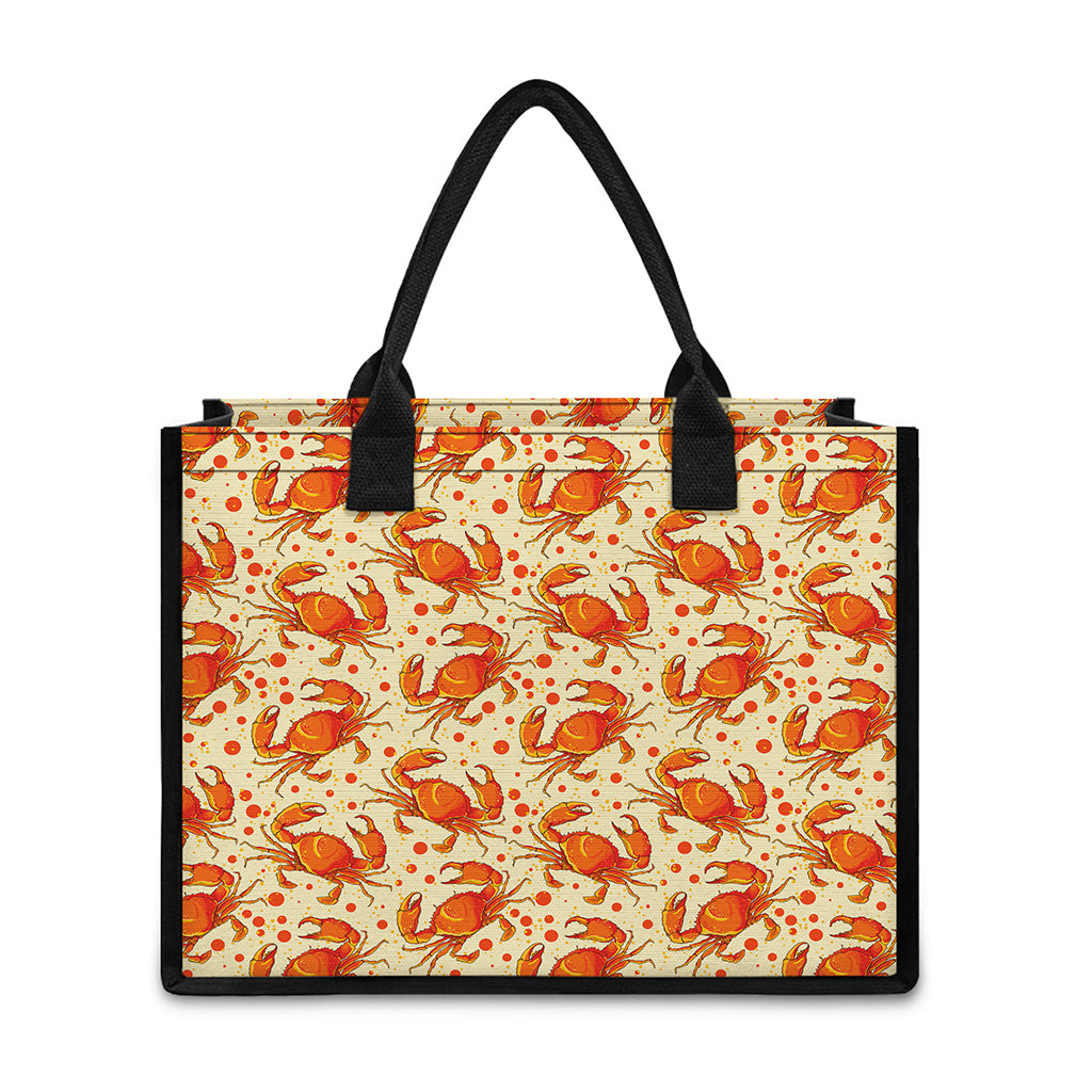 Orange Crab Pattern Print Canvas Tote Bag