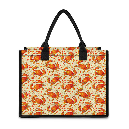 Orange Crab Pattern Print Canvas Tote Bag