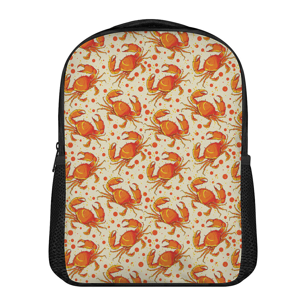 Orange Crab Pattern Print Casual Backpack