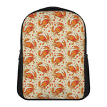 Orange Crab Pattern Print Casual Backpack