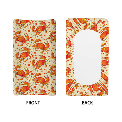 Orange Crab Pattern Print Changing Pad Cover
