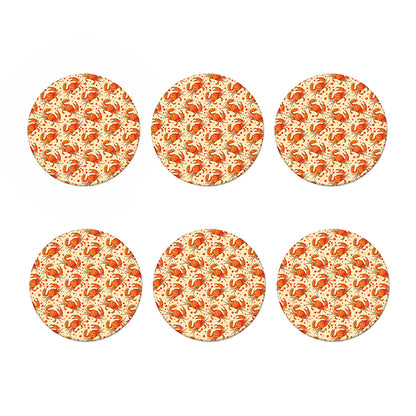 Orange Crab Pattern Print Coaster Set