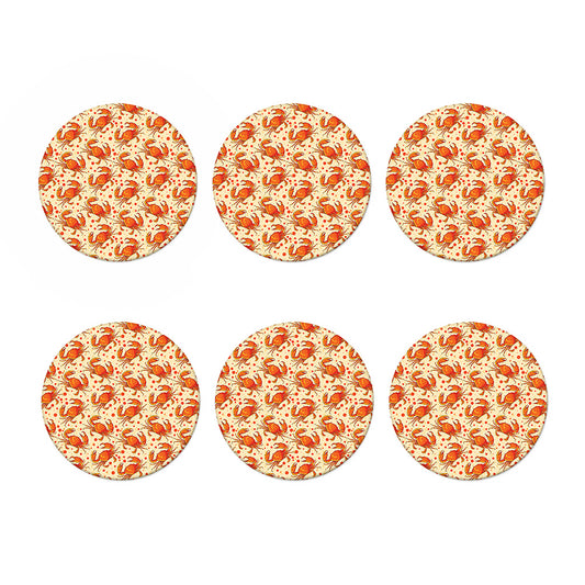 Orange Crab Pattern Print Coaster Set
