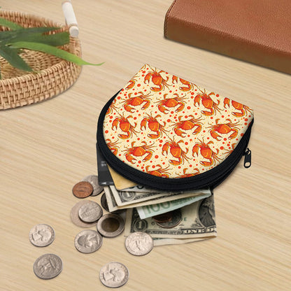 Orange Crab Pattern Print Coin Purse