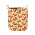 Orange Crab Pattern Print Collapsible Laundry Basket