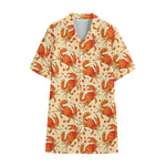 Orange Crab Pattern Print Cotton Hawaiian Shirt