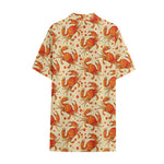Orange Crab Pattern Print Cotton Hawaiian Shirt