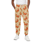 Orange Crab Pattern Print Cotton Pants
