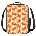 Orange Crab Pattern Print Crossbody Lunch Bag