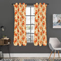 Orange Crab Pattern Print Grommet Curtain Panels