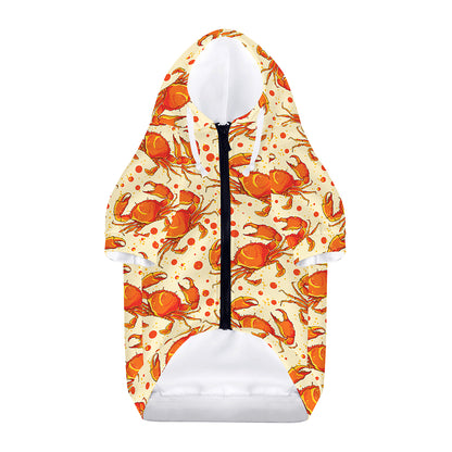Orange Crab Pattern Print Dog Zip Up Hoodie