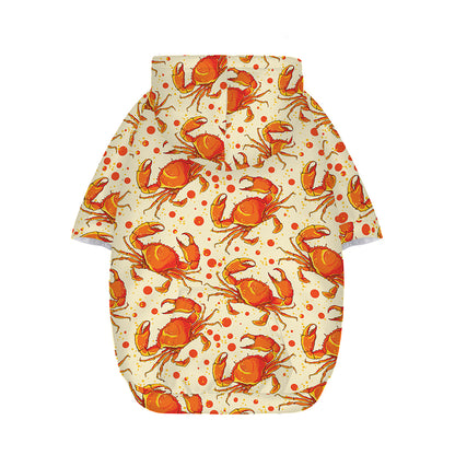 Orange Crab Pattern Print Dog Zip Up Hoodie