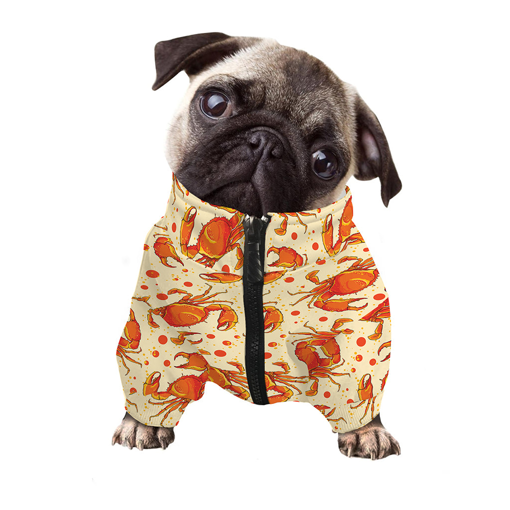 Orange Crab Pattern Print Dog Zip Up Jacket