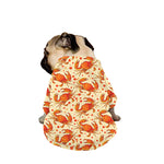 Orange Crab Pattern Print Dog Zip Up Jacket