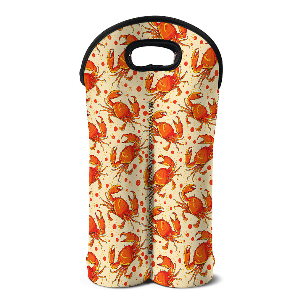 Orange Crab Pattern Print Double Neoprene Wine Tote