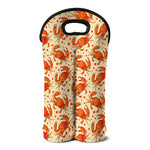 Orange Crab Pattern Print Double Neoprene Wine Tote