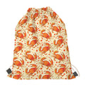 Orange Crab Pattern Print Drawstring Bag