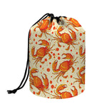 Orange Crab Pattern Print Drawstring Makeup Bag