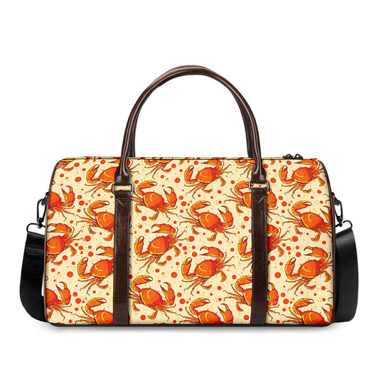 Orange Crab Pattern Print Duffle Bag