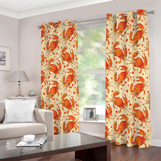 Orange Crab Pattern Print Extra Wide Grommet Curtains