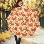 Orange Crab Pattern Print Foldable Umbrella