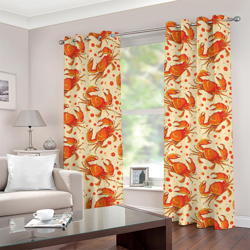 Orange Crab Pattern Print Grommet Curtains
