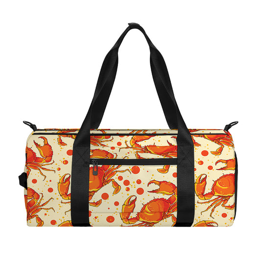 Orange Crab Pattern Print Gym Bag