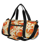Orange Crab Pattern Print Gym Bag