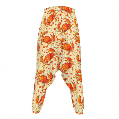 Orange Crab Pattern Print Hammer Pants