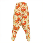 Orange Crab Pattern Print Hammer Pants