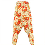 Orange Crab Pattern Print Hammer Pants