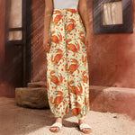 Orange Crab Pattern Print Harem Pants