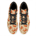 Orange Crab Pattern Print High Top Leather Sneakers