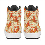 Orange Crab Pattern Print High Top Leather Sneakers