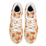 Orange Crab Pattern Print High Top Leather Sneakers