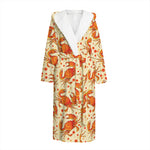 Orange Crab Pattern Print Hooded Bathrobe