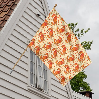 Orange Crab Pattern Print House Flag