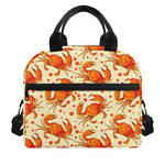 Orange Crab Pattern Print Insulated Lunch Bag
