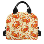 Orange Crab Pattern Print Insulated Lunch Bag