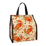 Orange Crab Pattern Print Insulated Lunch Tote