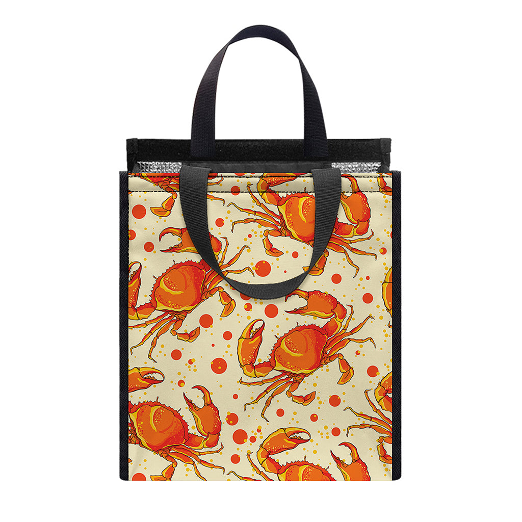 Orange Crab Pattern Print Insulated Lunch Tote