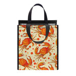 Orange Crab Pattern Print Insulated Lunch Tote