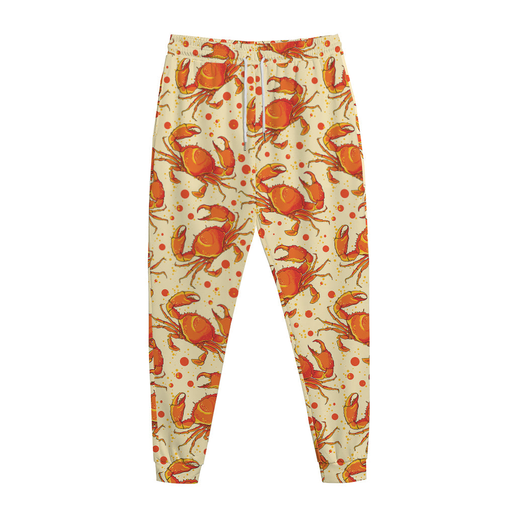 Orange Crab Pattern Print Jogger Pants