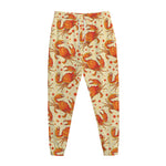 Orange Crab Pattern Print Jogger Pants