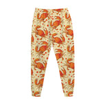 Orange Crab Pattern Print Jogger Pants