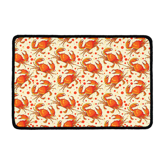 Orange Crab Pattern Print Kitchen Mat