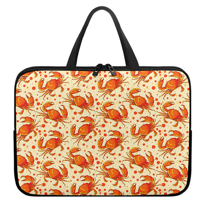 Orange Crab Pattern Print Laptop Sleeve With Handle