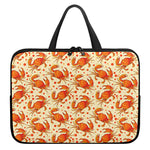 Orange Crab Pattern Print Laptop Sleeve With Handle